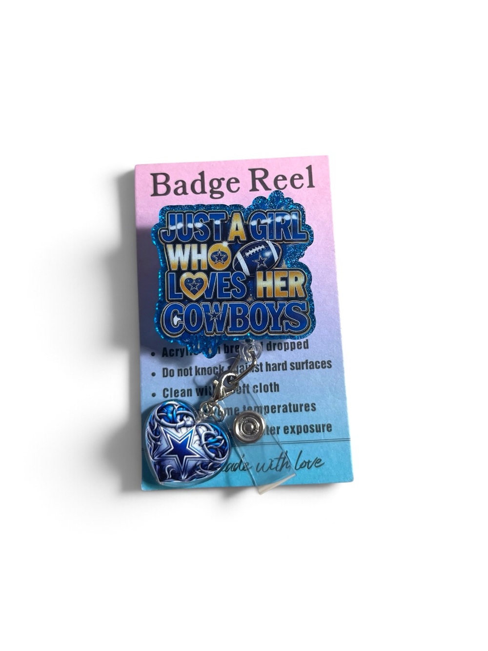 Just A Girl Who Loves Her Cowboys Blue Badge Reel